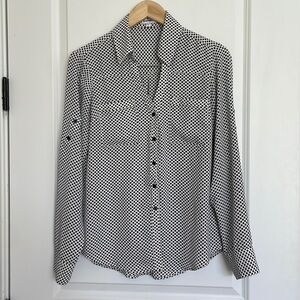 Belldini Women’s Linen Blend Striped Shirt Taupe/White 1X